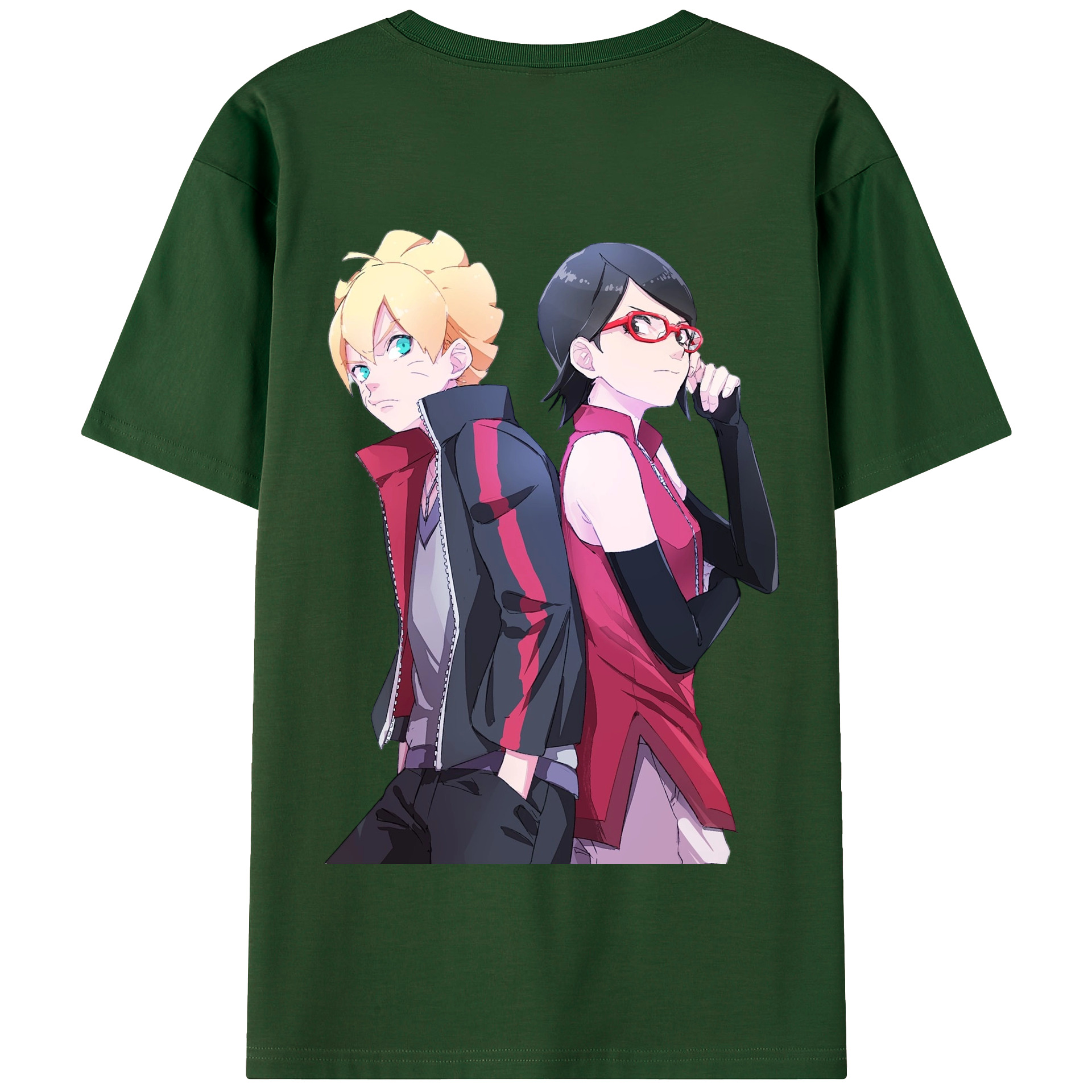 （画像用） NARUTO -ナルト- うちは サラダ Uchiha Sarada 綿100％半袖Tシャツ（背面プリント）